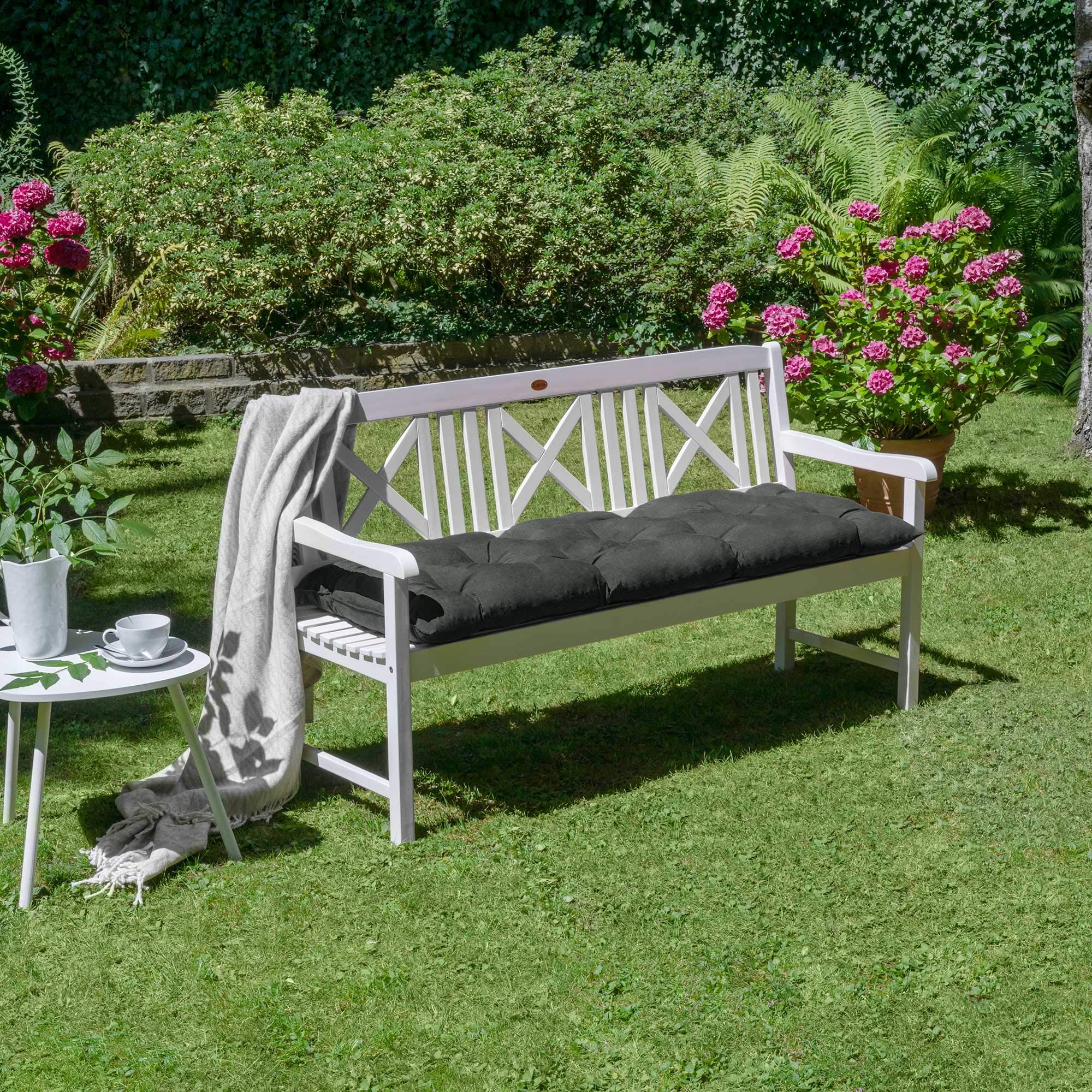 Beautissu Cojines para Bancos Flair BK 100x50x10 cm Cómodo Acolchado Banco de jardín/Columpio Hollywood Gris