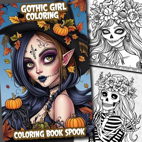 Gothic Girl Coloring Pages | Spooky Halloween Coloring Book | For Teens & Adults