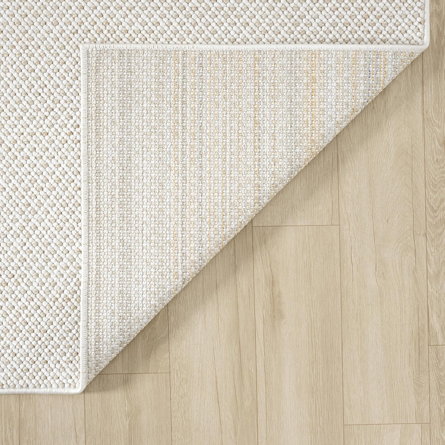 Abani Luca Collection Cream Area Rug - 4' x 6' - Woven Texture Design, Non-Shedding - Easy to Clean, Durable for Living Rooms, Bedrooms & Offices, Pet & Kid Friendly