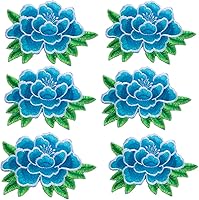 Vista 1 de Parches bordados de flores de peonía, apliques para planchar, vestido de boda, decoración de bricolaje, manualidades, ropa de mujer, parche de tela