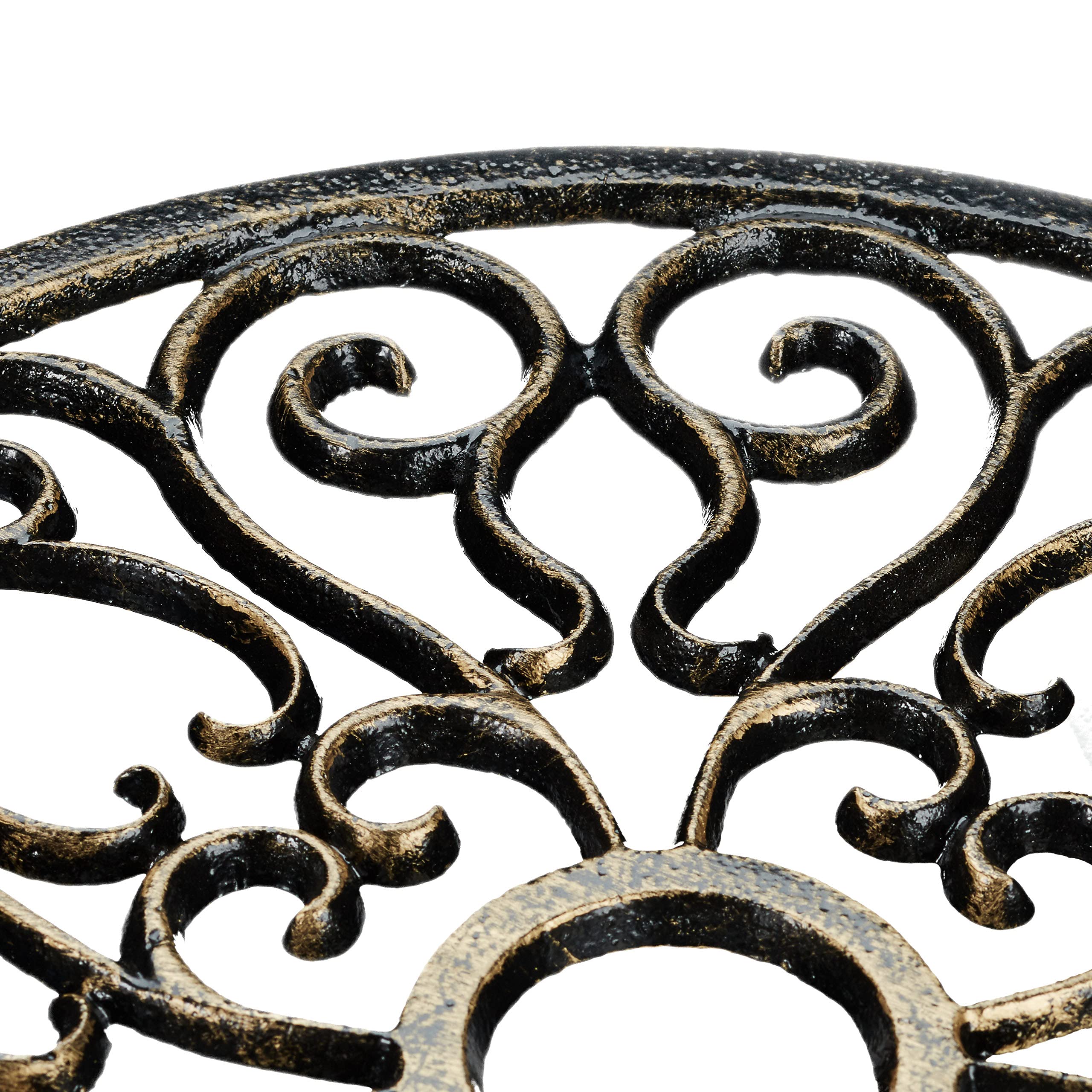 Relaxdays Porte-Plantes à roulettes, Lot de 2, Fonte, Support Pot de Fleurs, 4 Roues, D: 33,5 cm, Rond, Design antiquités, Bronze | Chariot à fleurs, style ancien, robuste, résistant aux intempéries