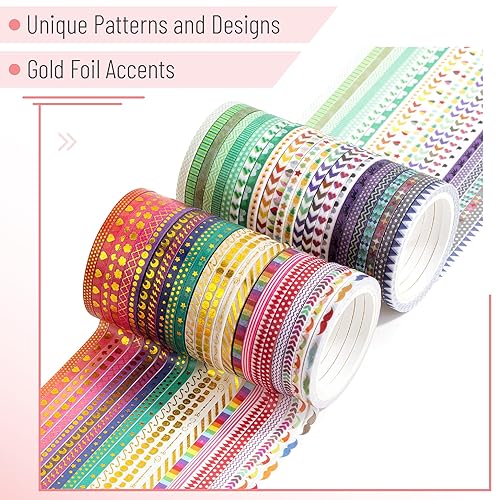 Vista 51 de Mr. Pen - Juego de cintas Washi, 21 rollos, tamaños surtidos, cinta washi floral para diario