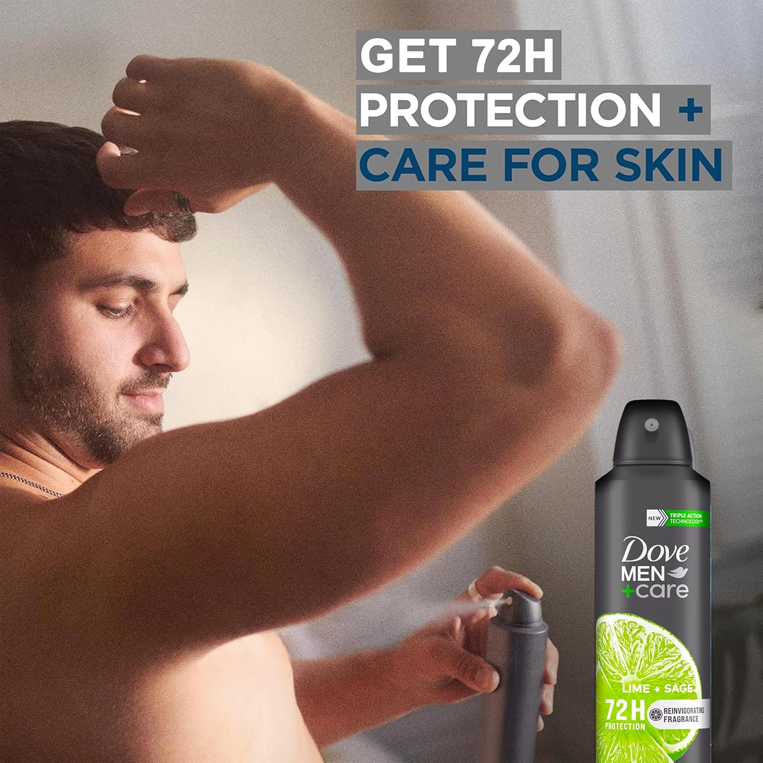 Dove Men + Care Antiperspirant Deodorant Spray, 6 Pack, Lime + Sage Scent, Long Lasting 72 Hour Odor Protection, Soothes & Moisturises Skin, 5 oz. Each - Image 3