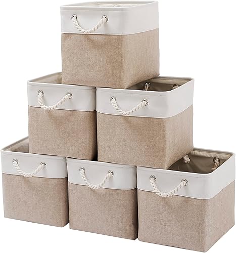 MidmmVick Extra Large Storage Baskets17"x12"x15" Rectangular Bins for Organizing, Collapsible Fabric Storage Bin with Ropes, Foldable Storage Cubes