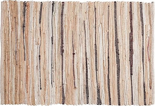 Miniatura 126 de Alfombra de trapo 100% algodón de 2 x 3 pies, lavable multicolor, alfombra Chindi tejida a mano y reversible para sala de estar, cocina, entrada