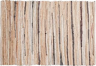 Cotton Hand Woven Chindi Rug 2x3 Feet - Beige, Decorative Soft Throw Ind...