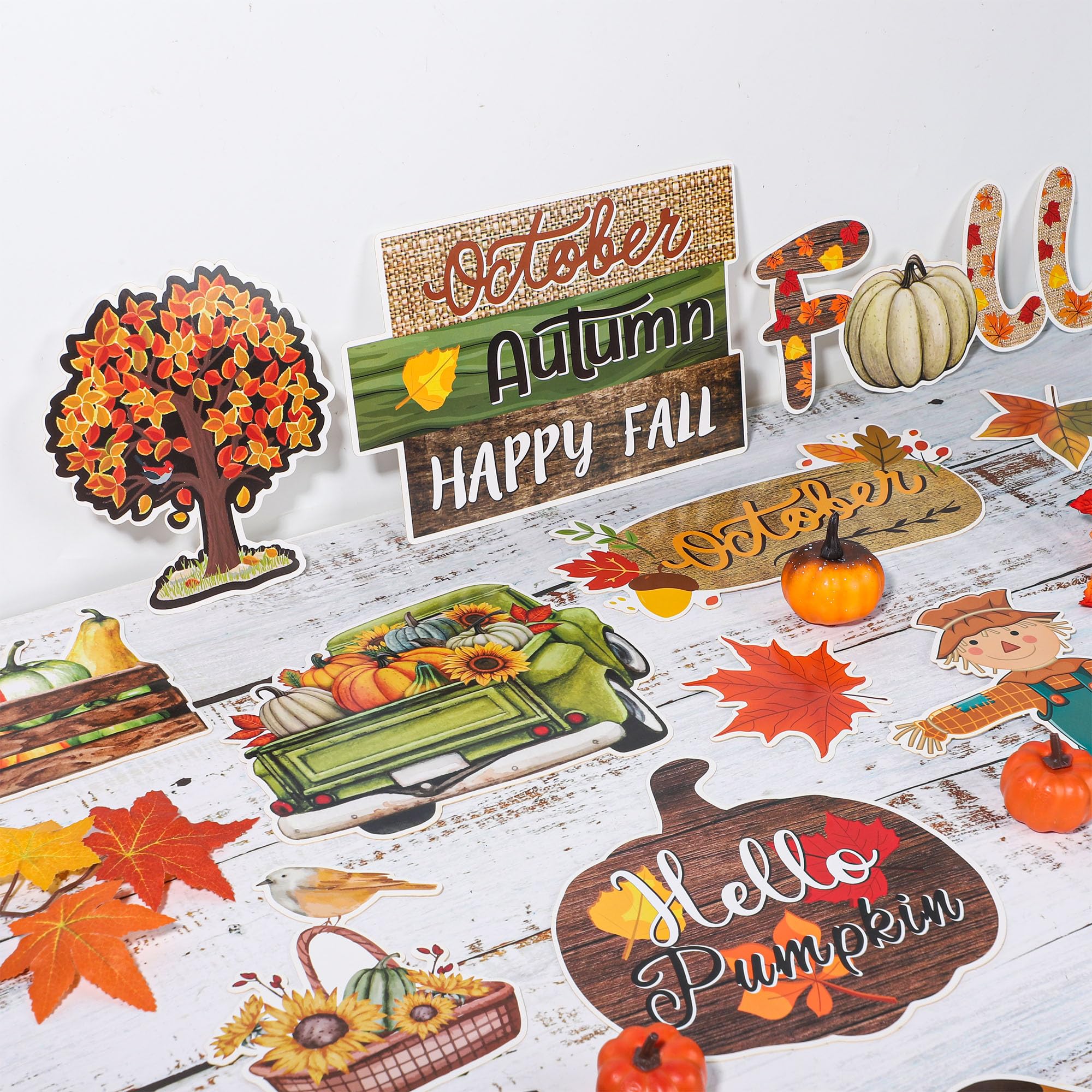 60 Stück Herbst-Pinnwand-Dekorationen Mit 100 Klebepunkten - Für Klassenzimmer, Büro & Party