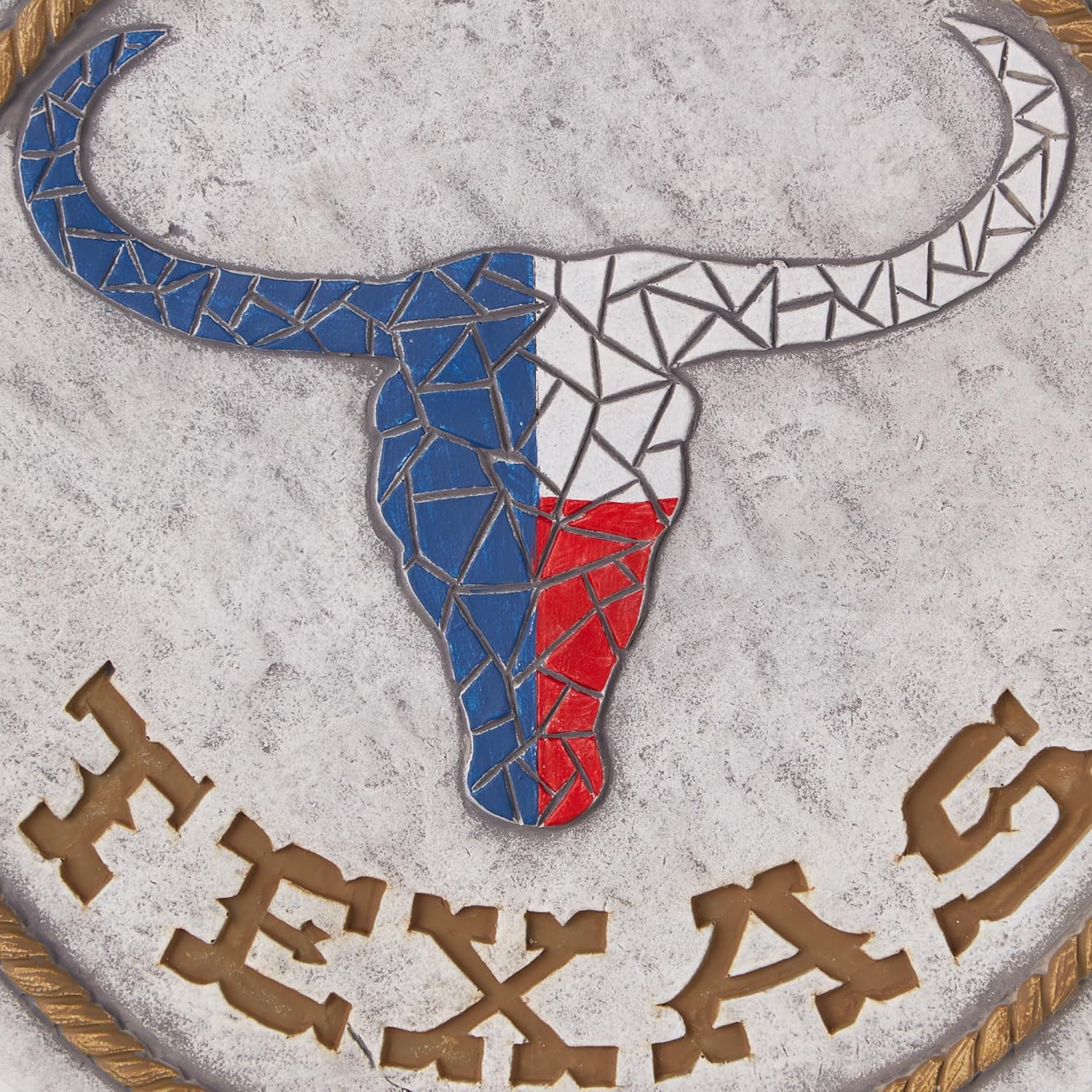 Accent Plus Cement Stepping Stone Collection Decorative Colorful, 10" Diameter, Texas Longhorn