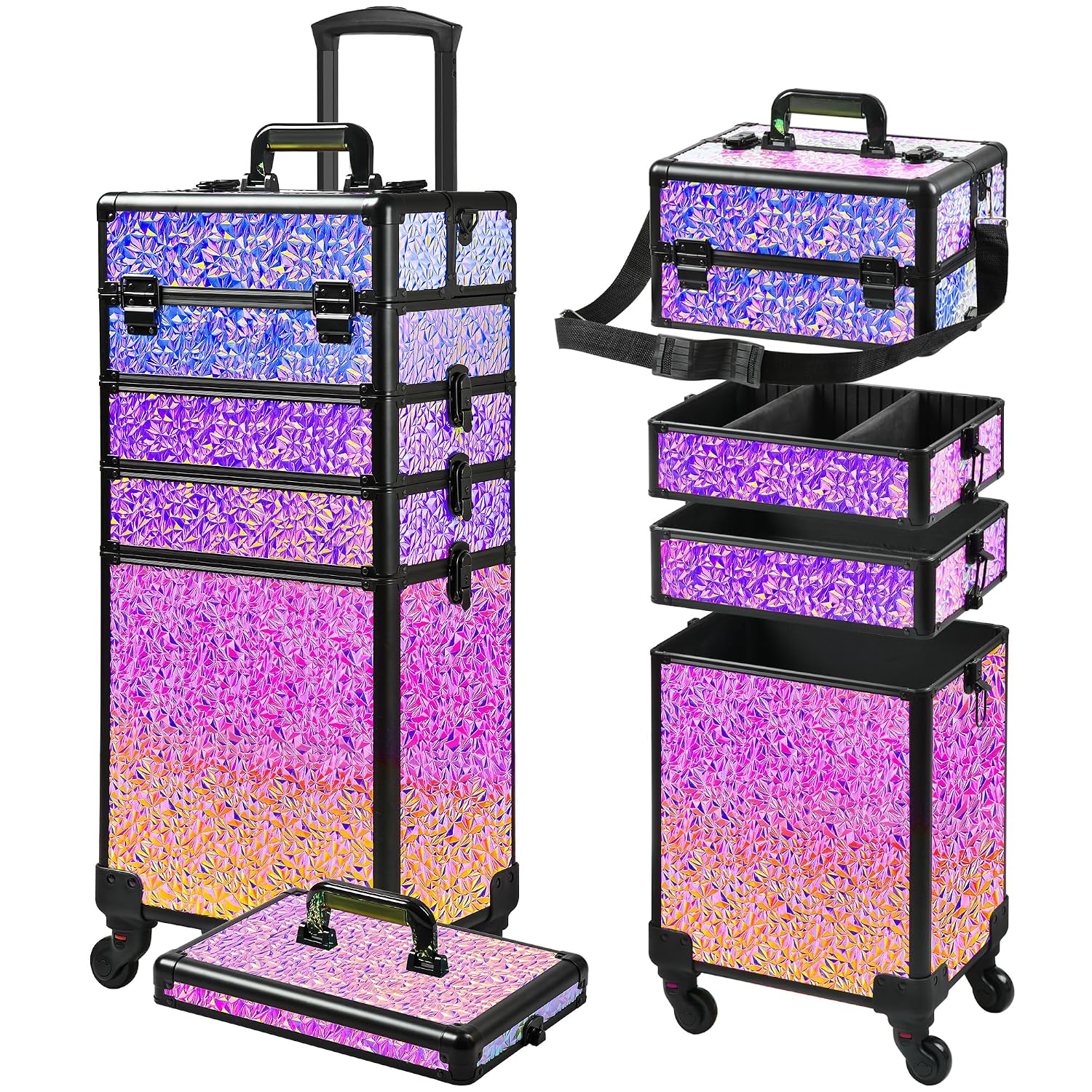 GALHUBIS Rolling Makeup Case, Makeup Train Case with Lid, 5 in 1 Cosmetology Case on Wheels, Christmas Gift, Large Makeup ... - Review, Price and Buying Guide