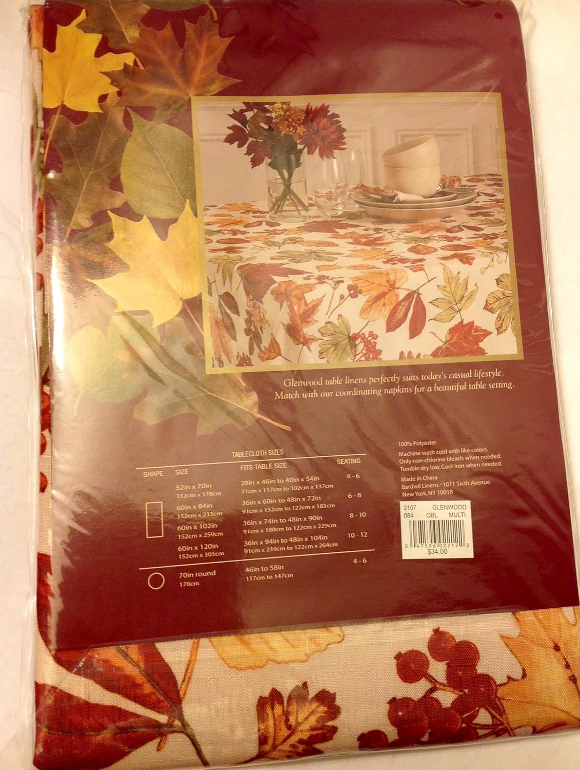 Glenwood Holiday Polyester Tablecloth 60"x84" Oblong - Autumn Leaves