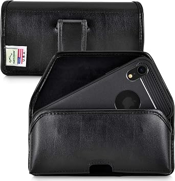 Turtleback Holster Designed for iPhone 11 2019 and iPhone XR 2018 Belt Case Black Leather Pouch with Executive Belt Clip, Horizontal
