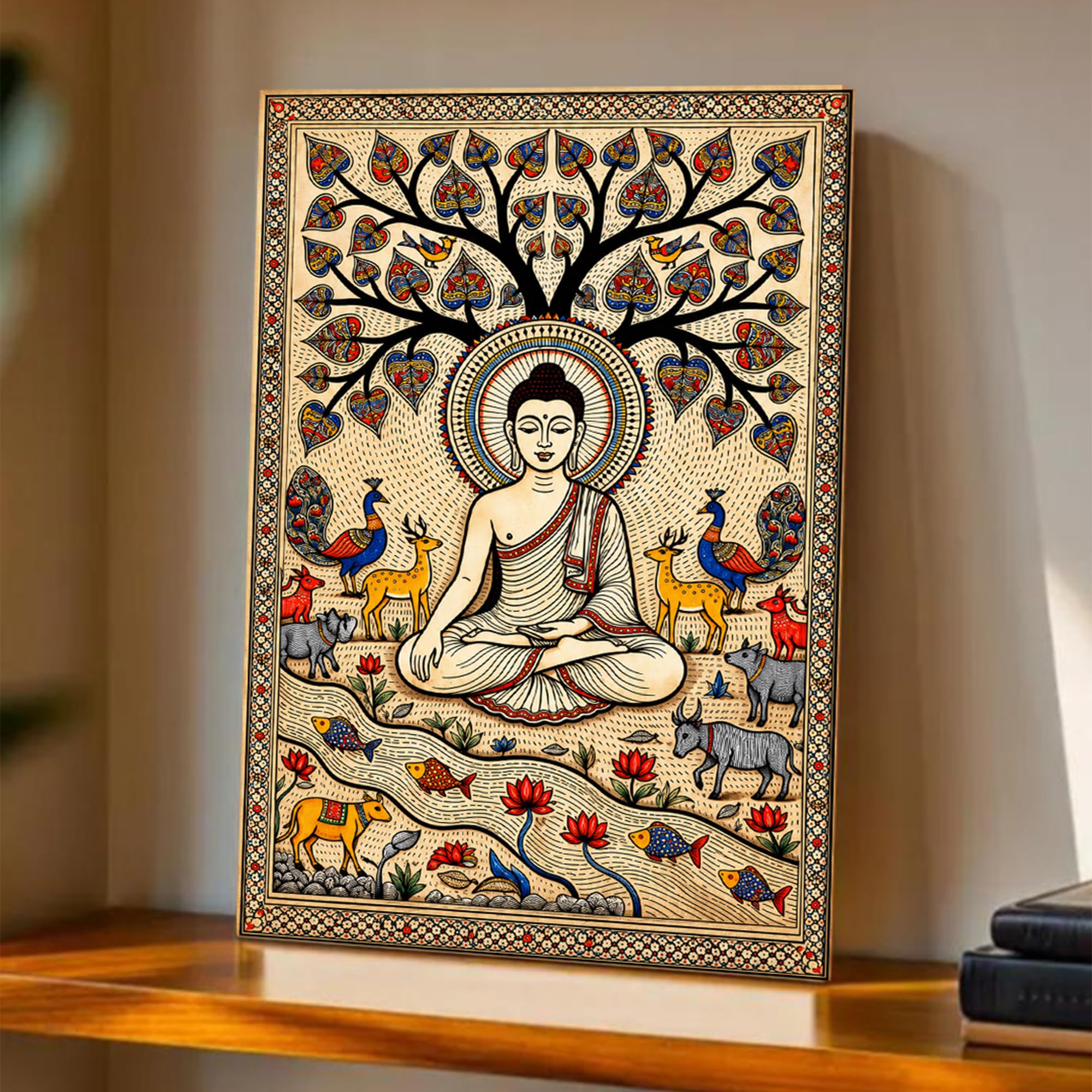 White Buddha Canvas Painting - Calming Wall Art -21