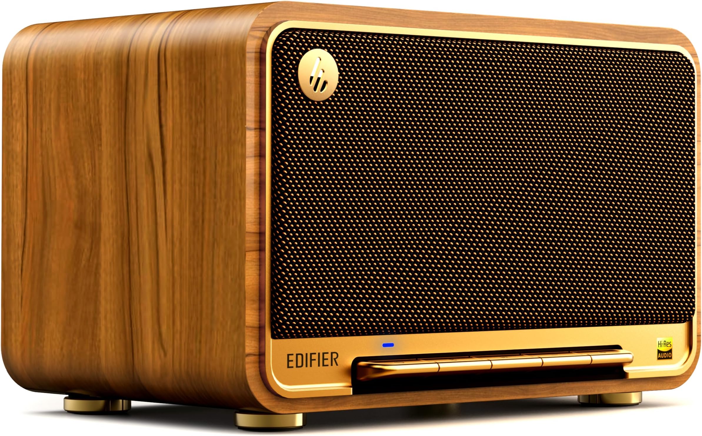 Edifier D32 Retro Tabletop Wireless Speaker, Bluetooth v5.3 & AirPlay2, USB-C & AUX, 11h Playtime, Hi-Res Audio & Wireless Certified, 2.1 Acoustic Architecture, Oak