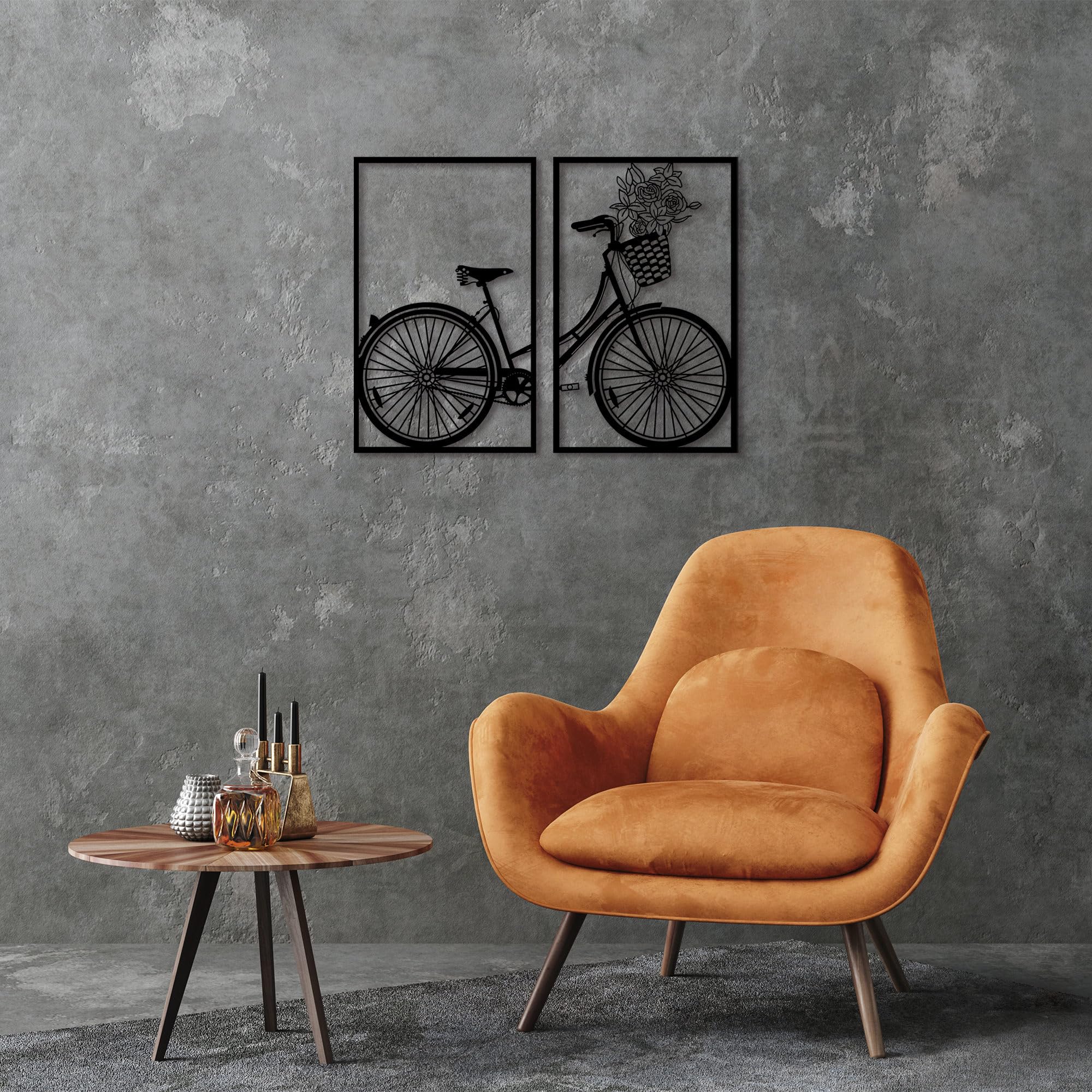 Stylish Black Decorative Metal Wall Accessory (2 Pieces), 43 x 70 cm, 100% Metal, 1.5 mm Thickness, Perfect for Modern Home Decor & Art Display