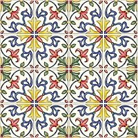 IN HOME NH2365 Tuscan Tile Peel & Stick Backsplash - Multicolor Floral, Easy DIY Install, 20x20 Inch Coverage