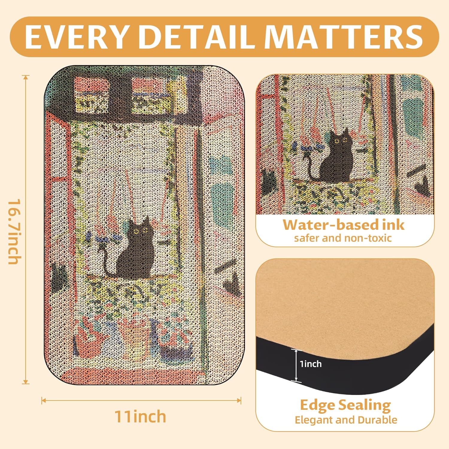 2 Pack Art Cat Scratcher, Wall-Mountable Cat Scratch Pad, Wall Cat Scratcher 16.7x11x1 Inch Cat Scratching Board for Indoor Cats Toy(Window & Garden)