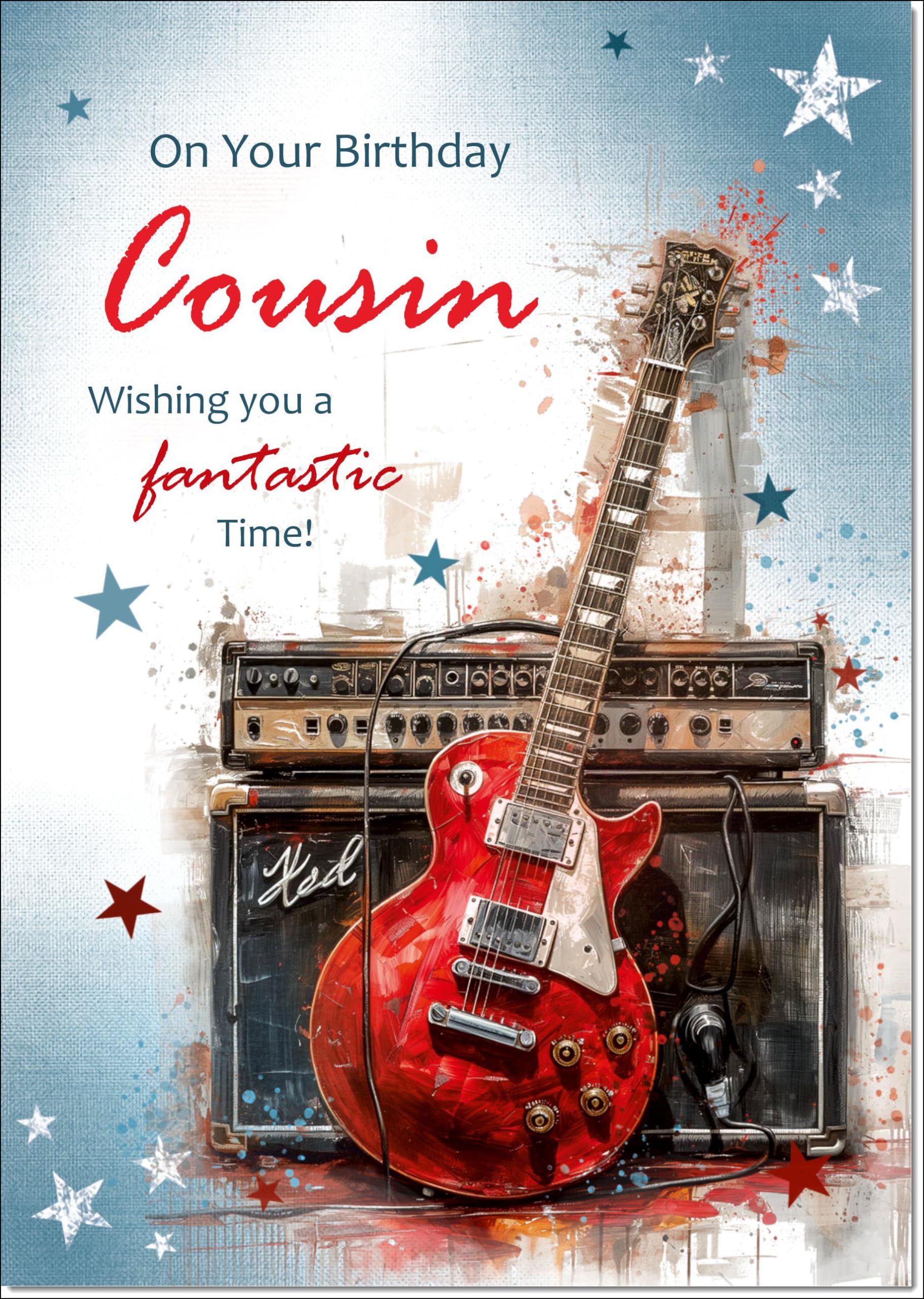 doodlecards Cousin Birthday Card Guitar Large A4 Size with Plain Envelope — image 1
