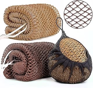2 Pack African Net Sponge Exfoliating Scrubber Bath Sponge for Daily Use (Dark Brown+Light Brown)