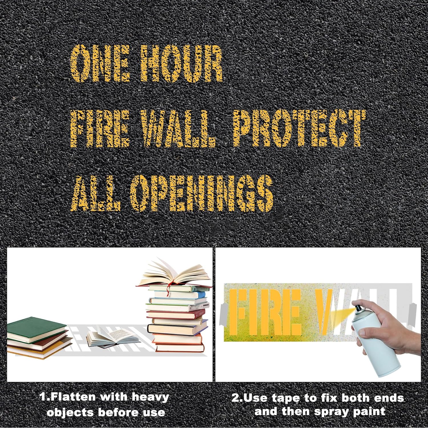 4pcs Fire Wall Stencils - Reusable Fire Barrier Protect All Openings, Paint & Warning Signs