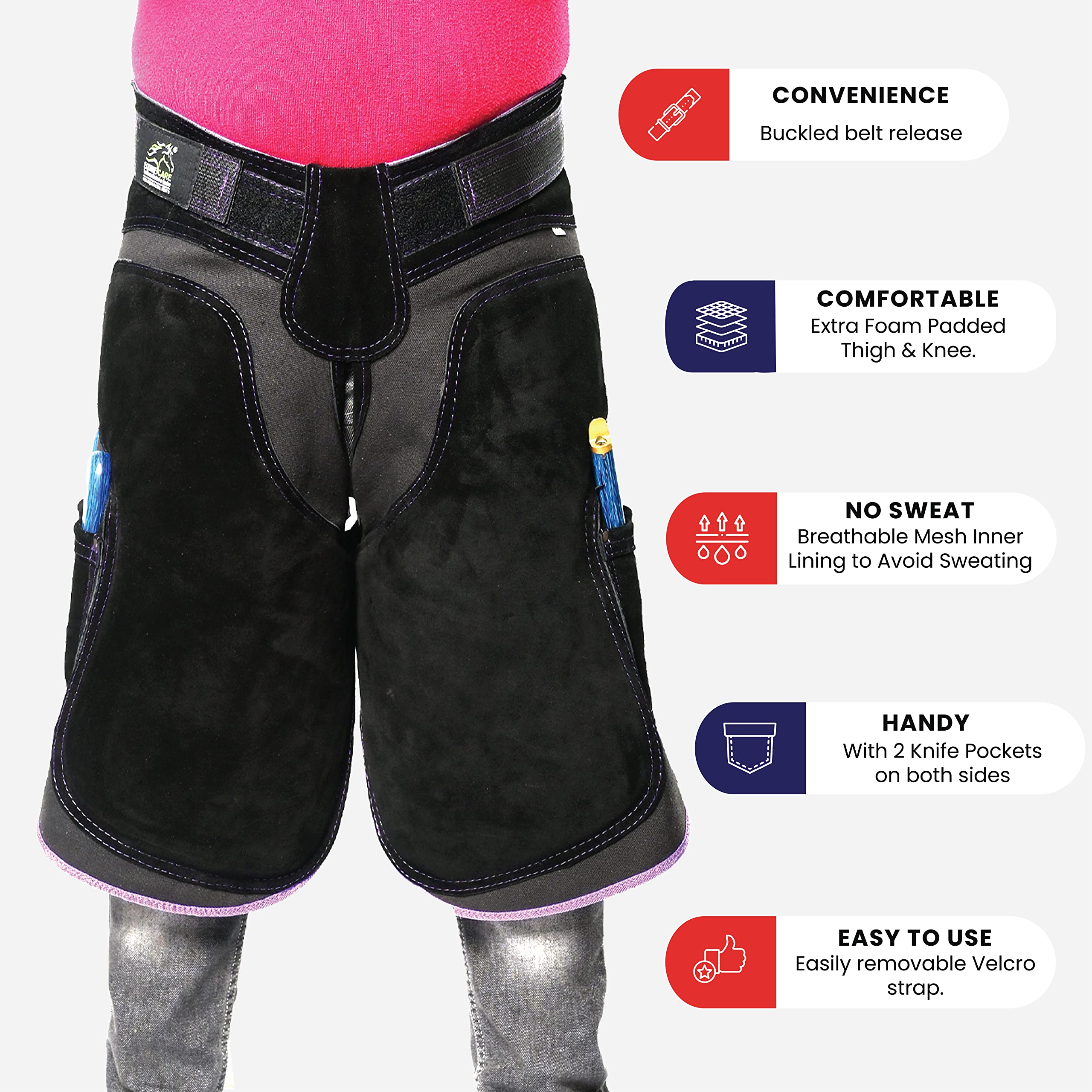 Equine Care Delantal Farrier con 4 bolsillos para cuchillos y 2 imanes para uñas, para zapatos de caballo, 23 pulgadas, 59 cm