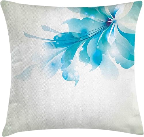 Ambesonne Funda de cojín abstracta para cojín, diseño de flores azules abstractas grandes, ilustraciones de flores degradadas, funda de almohada