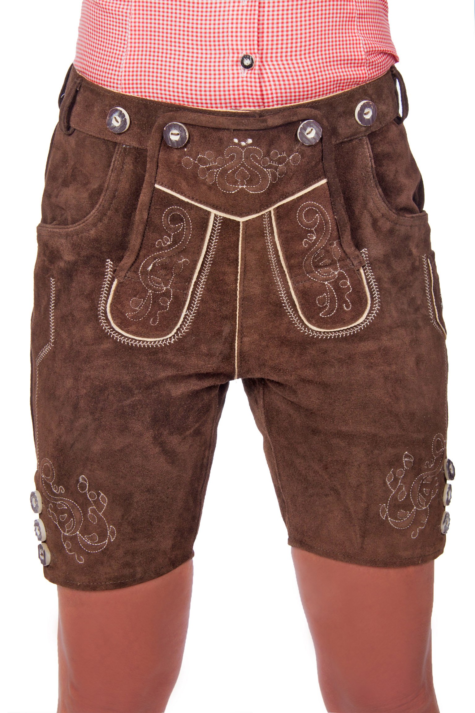 Edelnice TrachtenmodeWomen Authentic Bavarian Lederhosen Short Darkbrown