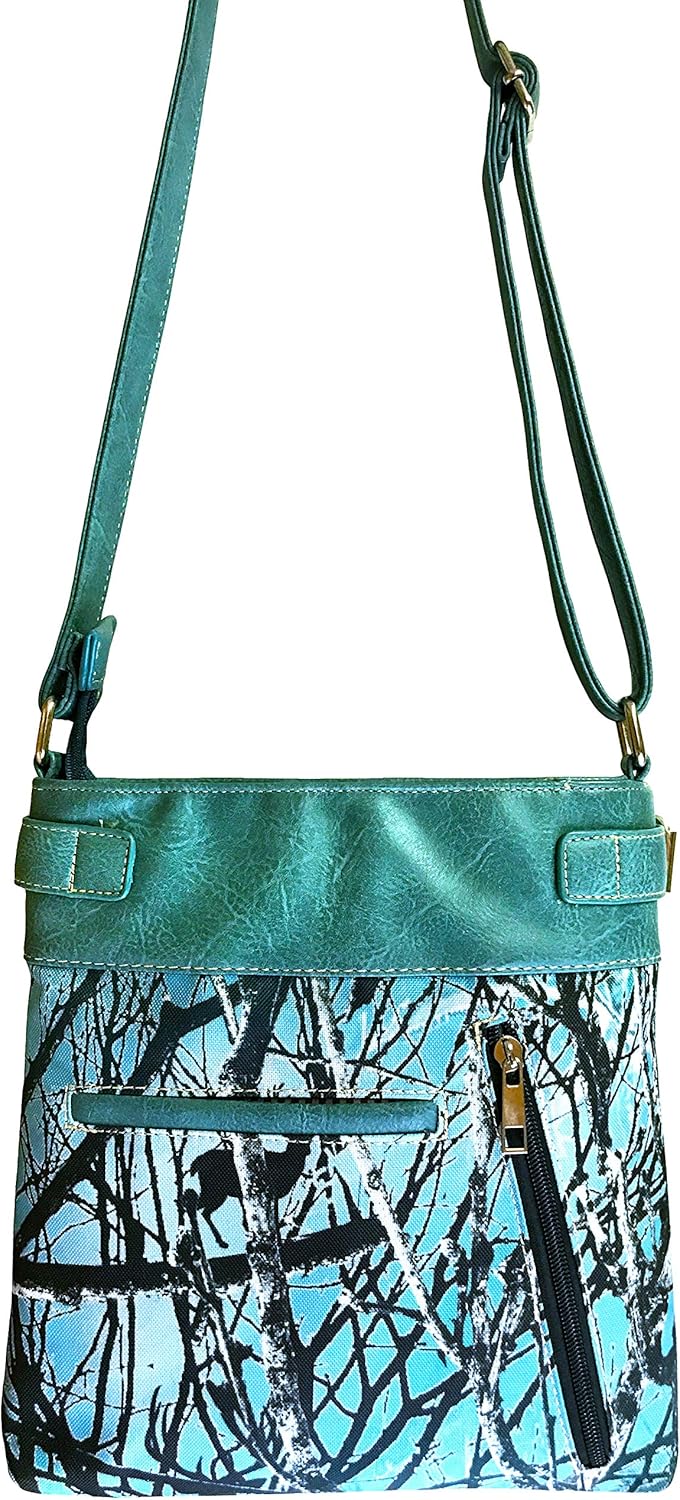 Zelris Camouflage Shine Glow Silver Cross Conceal Carry Crossbody Messenger Bag
