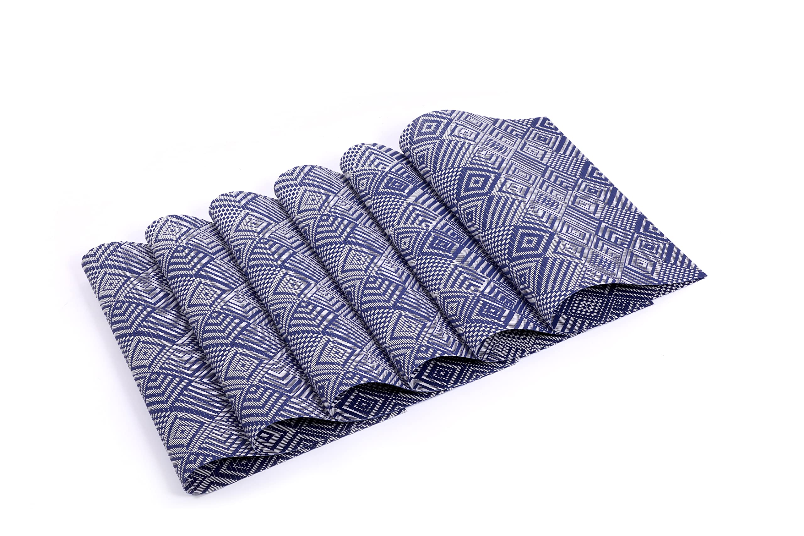 Rectangular Heat-Resistant Woven PVC Vinyl Stain Resistant Placemat for Dining Table - Easy to Clean - Set of 6 Pieces (Purple)