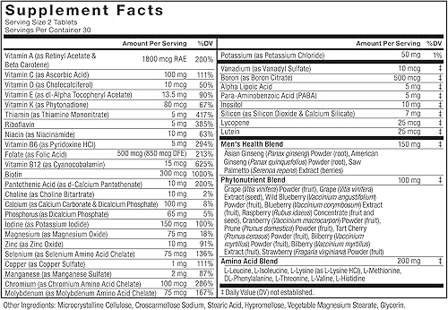 Miniatura 6 de Force Factor Multivitamínicos para hombres, multivitamínico para hombres más aminoácidos suplemento con 27 vitaminas y minerales, y fitonutrientes