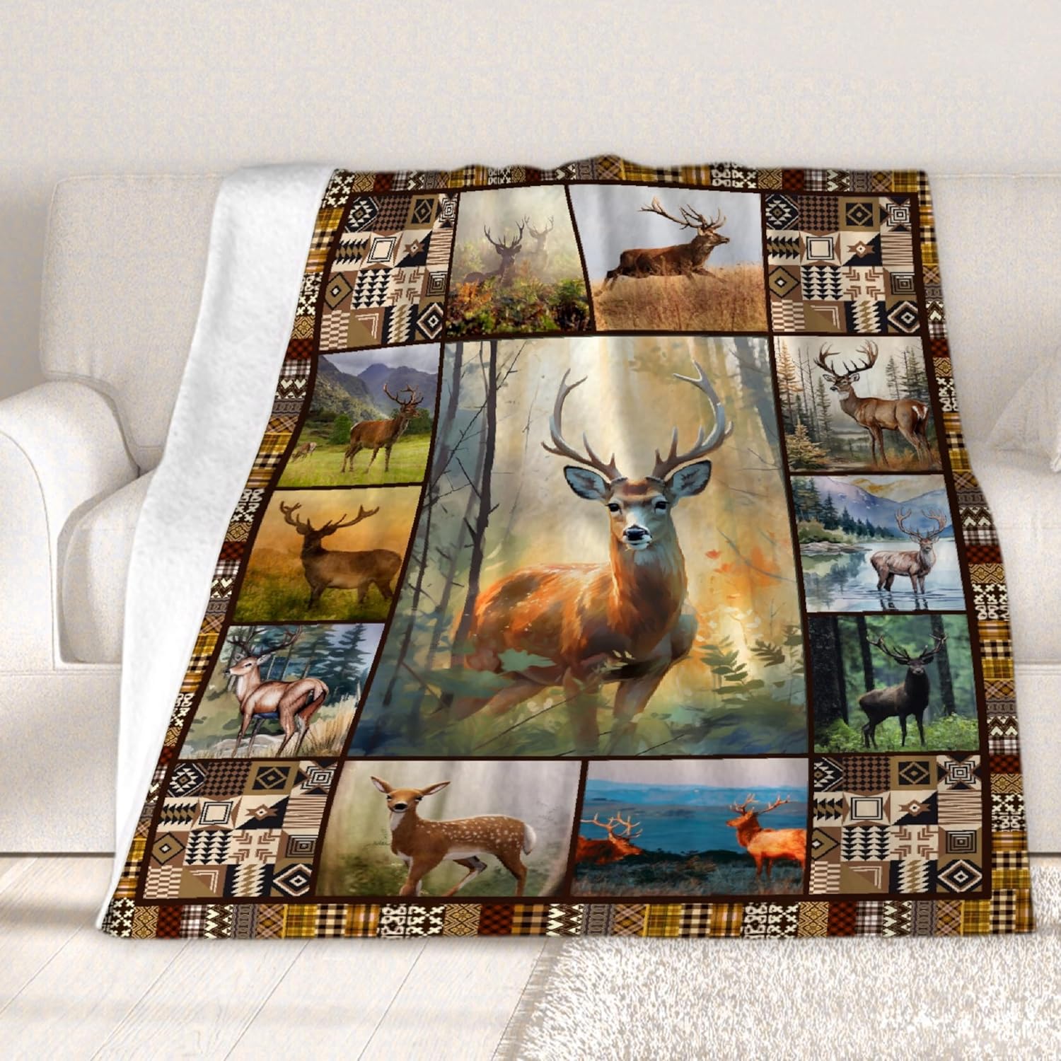 Deer Throw Blanket - Super Soft Cozy Fleece for Men, Women, Kids - Forest, Snow, Elk Theme - 50"X 40" - Perfect for Sofa, Bed, Camping - Image 2