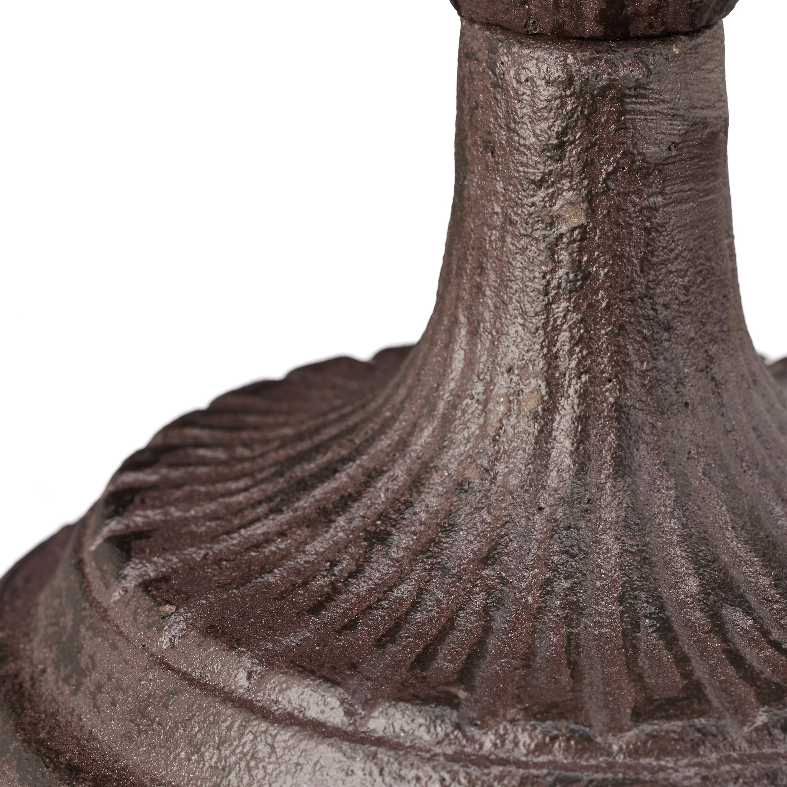 Relaxdays Abreuvoir en Fonte sur Colonne, Décoration pour Jardin,mangeoire avec Soucoupe pour Oiseaux Sauvages 40 cm, Haut Brun, Marron