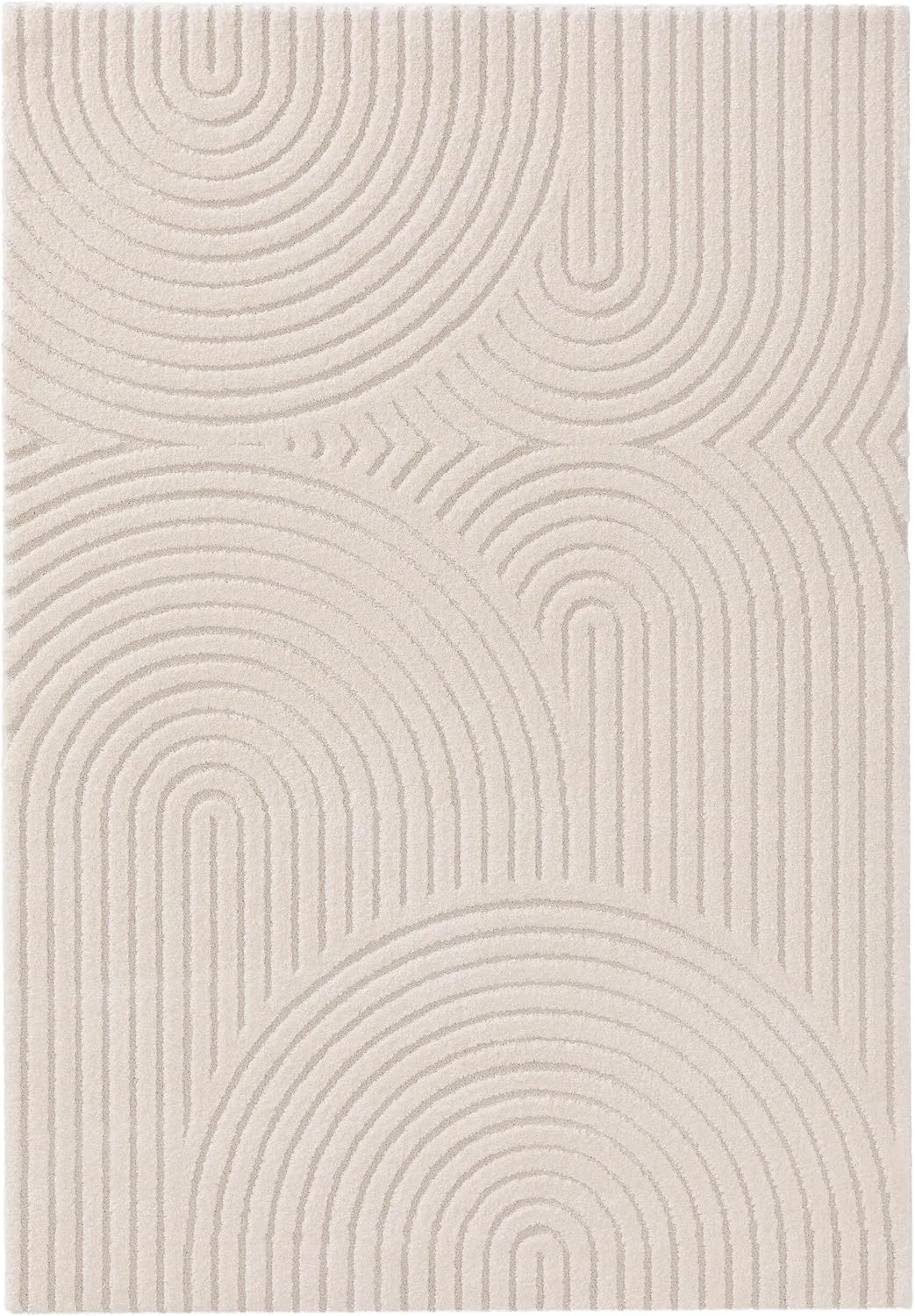 Arc Grid Hand Tufted Rug 5x8 Ft | Geometric Arch Pattern | Modern Minimalist Style Carpet | Taupe Grey | Best for Living Room