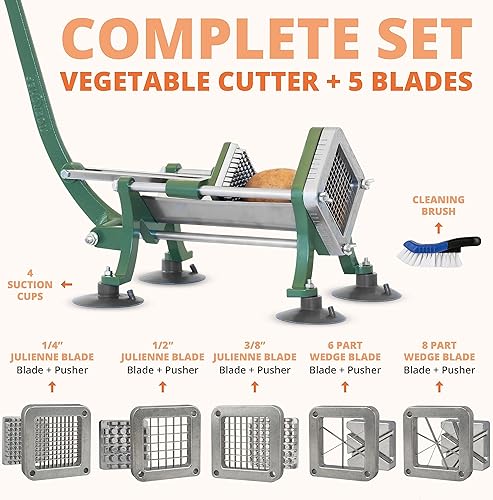 Miniatura 10 de Set combinado completo para restaurante de cortadora de papas fritas y camotes comercial Tiger Chef, resistente y de alta calidad, con ventosas y