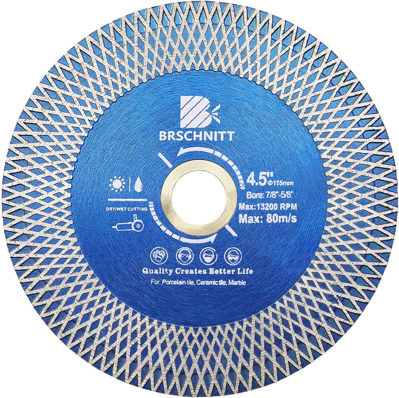 Diamond Porcelain Tile Saw Blade - Super Thin Diamond Cutting Grinding Disc with X Teeth Arbor 7/8“-5/8“ for Ceramic Tiles,Granite,Marble Angle Grinder Circle Saw Blade
