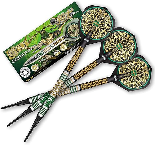 Shot Celt Cernunnos - Juego de dardos de punta suave 90 tungsteno profesional hecho en Nueva Zelanda - Vuelos de dardos diseñados para mujeres y