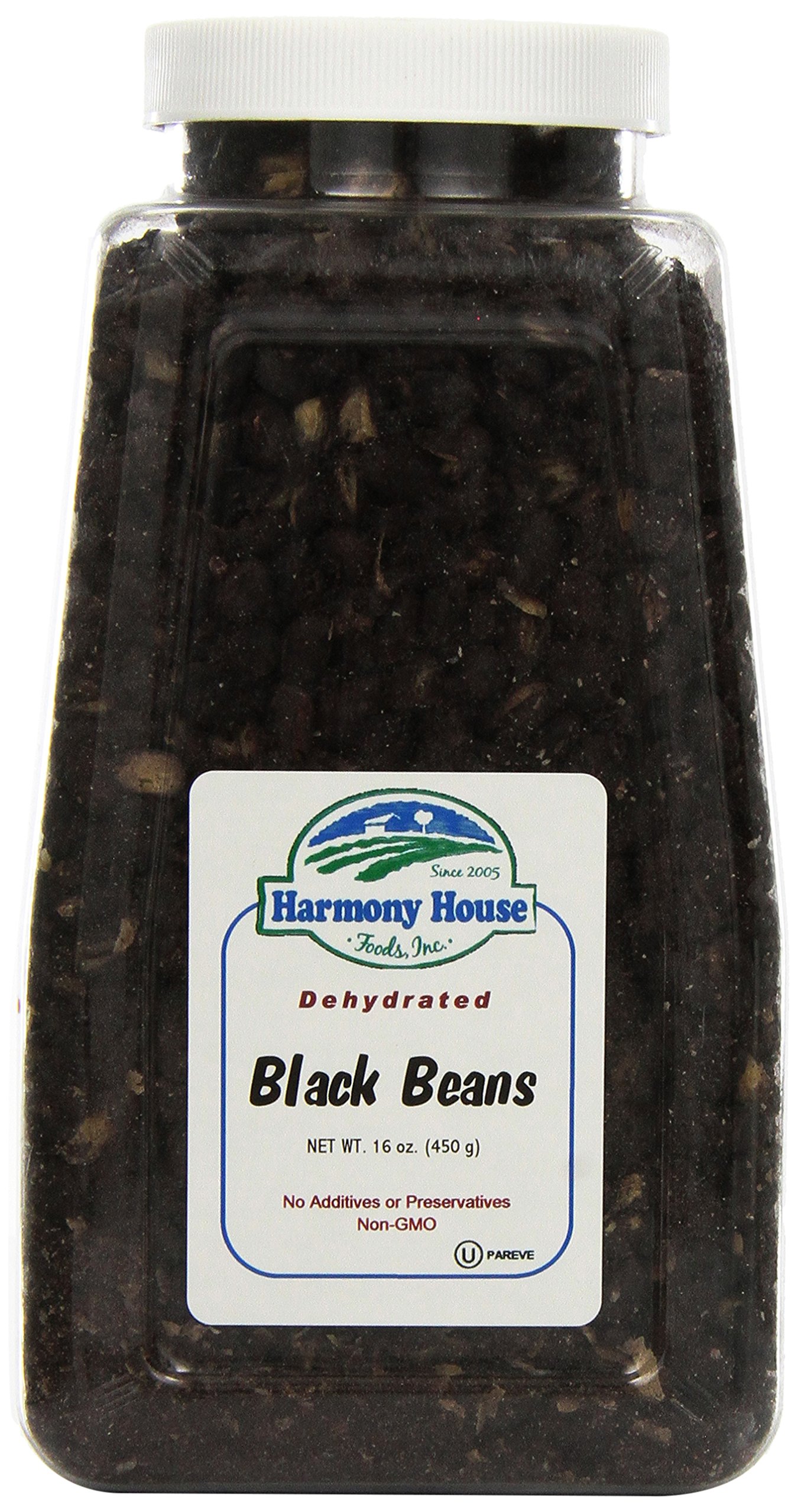 Harmony House Foods TRUE Dehydrated Black Beans - Easy Cook (16 oz, Quart Size Jar)