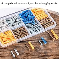 Vista 15 de KURUI Kit surtido de anclajes y tornillos para paneles de yeso, 270 unidades, 135 anclajes de expansión de pared seca de plástico y 135 tornillos