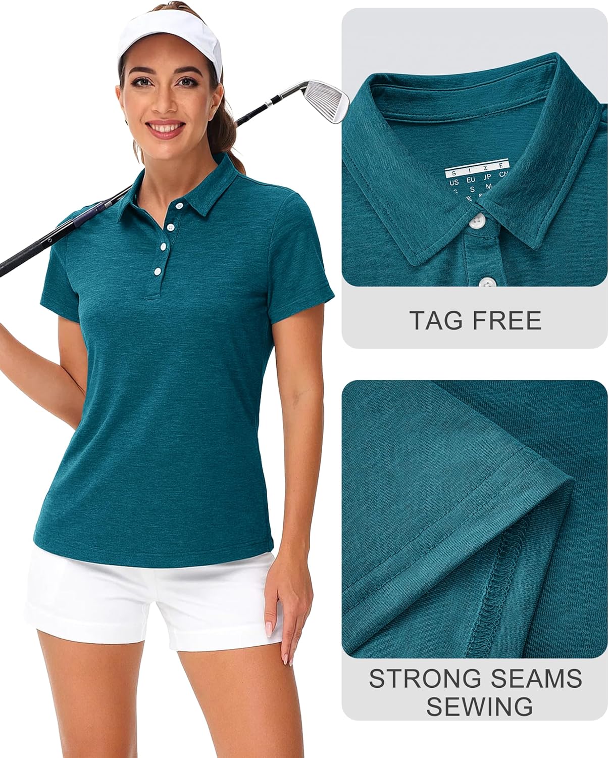 TACVASEN Polo Shirts for Women Short Sleeve Golf Shirts 4-Button Quick Dry Workout Tops Collared for Work Running Tennis - Image 6