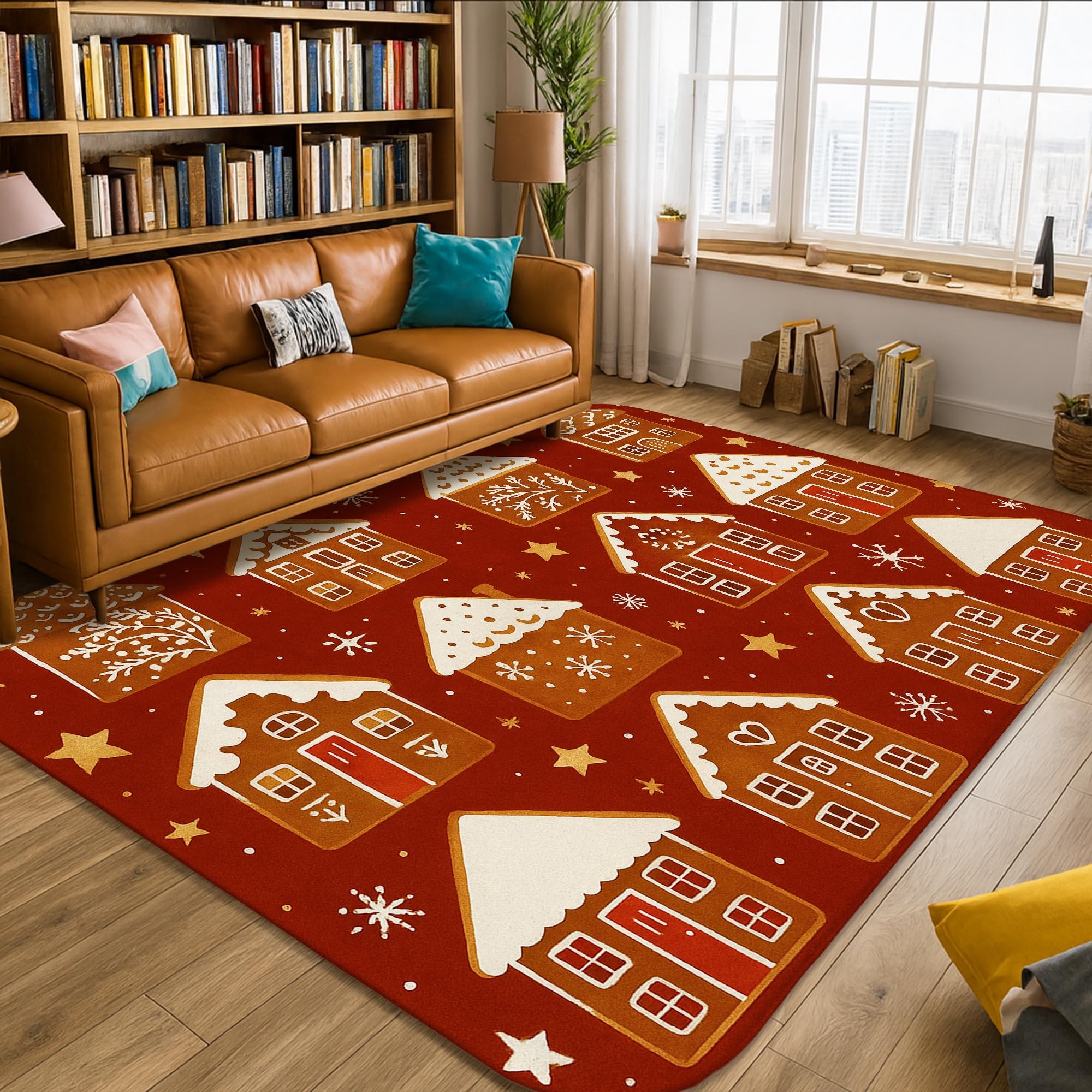 Tapis de Noël festif rouge idéal pour réchauffer l'ambiance du salon et de la cuisine