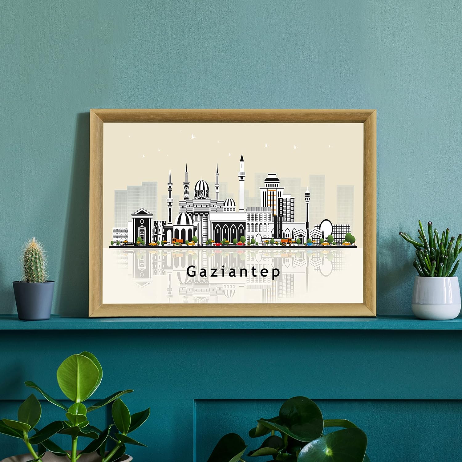 Pera Print GAZIANTEP Poster, Gaziantep Turkey Illustration Skyline City Poster, Modern Skyline Turkey Poster, Cityscape and Landmark Print, Home-Office Wall Art Decoration - 12x18 Inches
