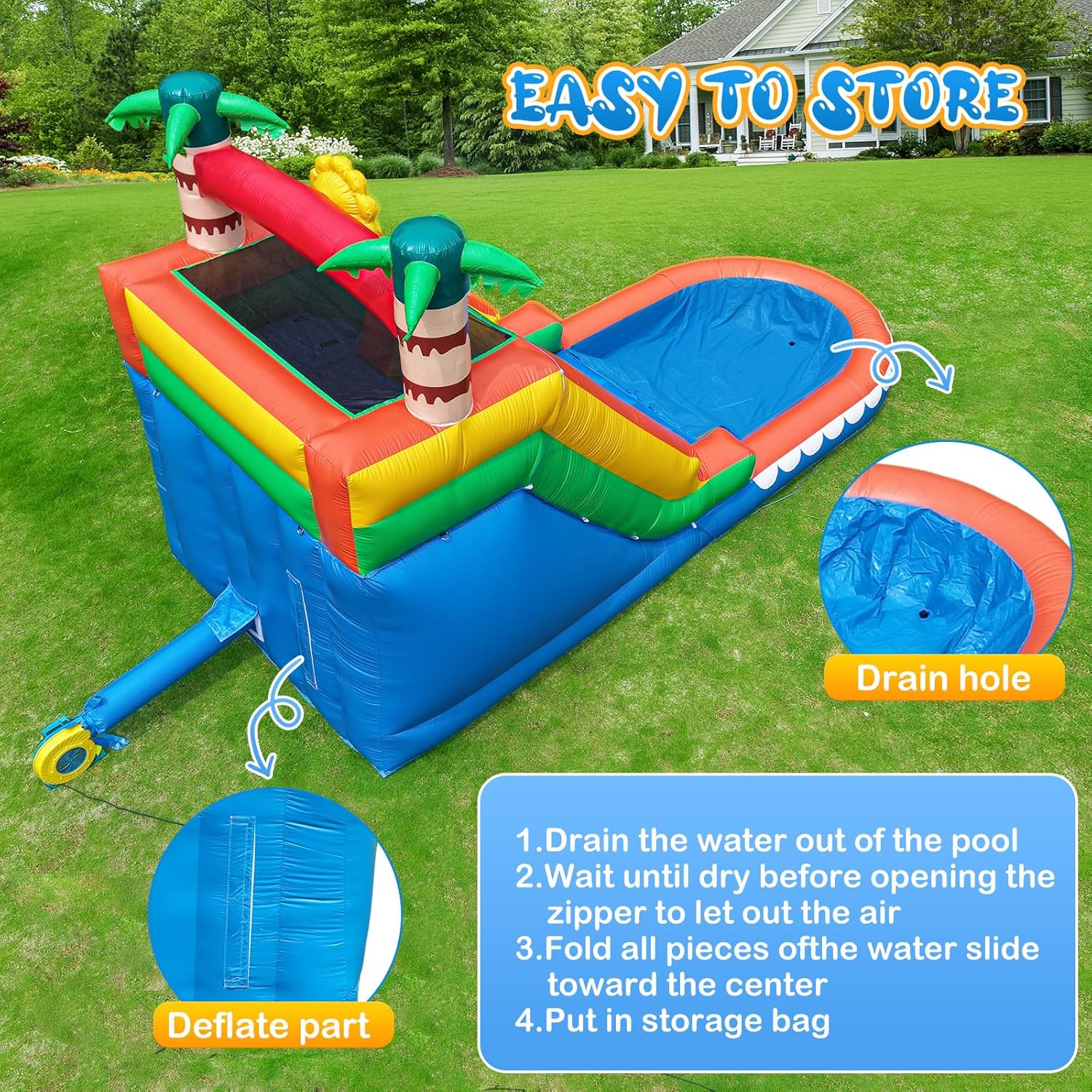 Tropical Inflatable Water Slide for Kids & Adults – 21FT Giant Blow Up Pool Slide with Climbing Wall, Splash Pool, Palm Tree Theme – Wet & Dry Use, 950W Blower, Backyard Summer Fun