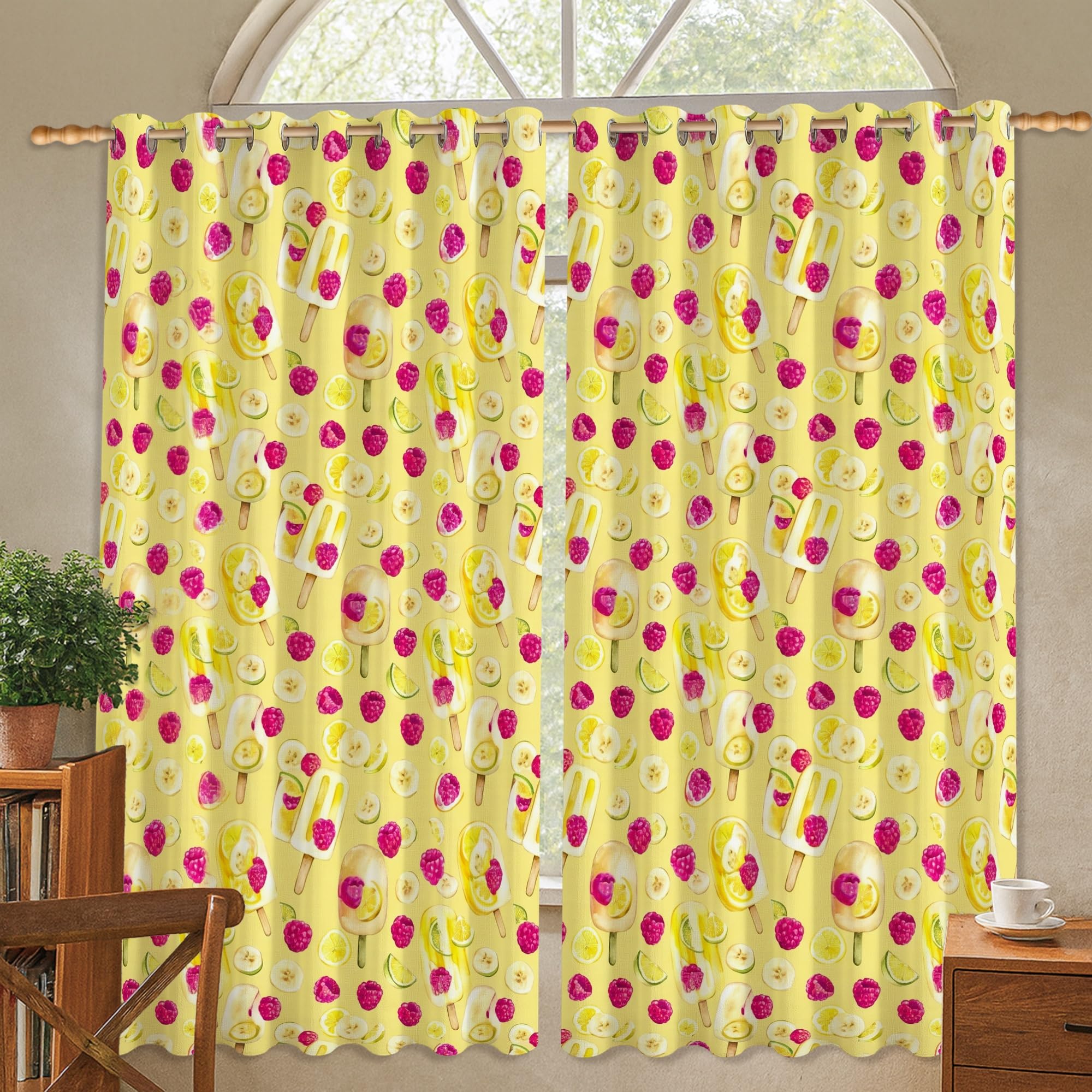 Rideaux occultants protection thermique et anti-lumière motif crème glacée 106,7x114,3 cm