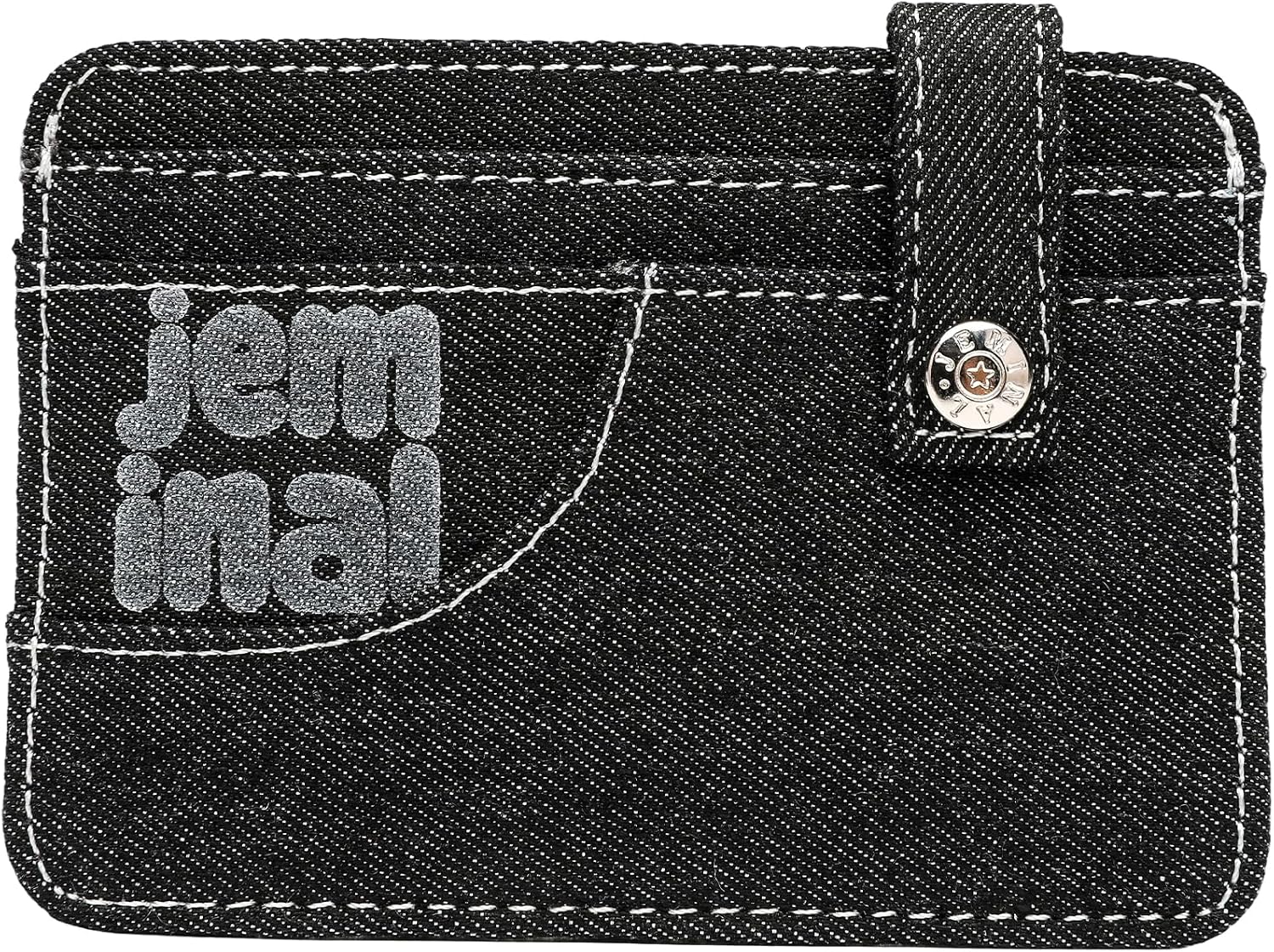 JEMINAL Mens Denim Card Holder, RFID-Blocking Fabric Cardholder Wallet, Slim Credit Card Case, 6 Card-Slots Wallet for Men and Women (Black, 6)