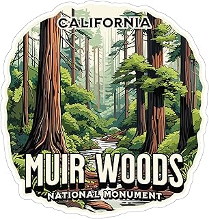 Muir Woods National Monument California Sticker 4 Inch Historic Landmark - Waterproof Vinyl Decal for Laptop Water Bottle Car Tumbler - Durable Aesthetic Long-Lasting Stickers for Adults ID44990