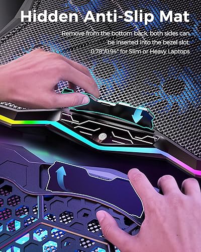 Miniatura 7 de AICHESON Almohadilla de refrigeración para laptop para juegos con 8 ventiladores, soporte de computadora RGB para portátil de 15.6 a 17.3 pulgadas