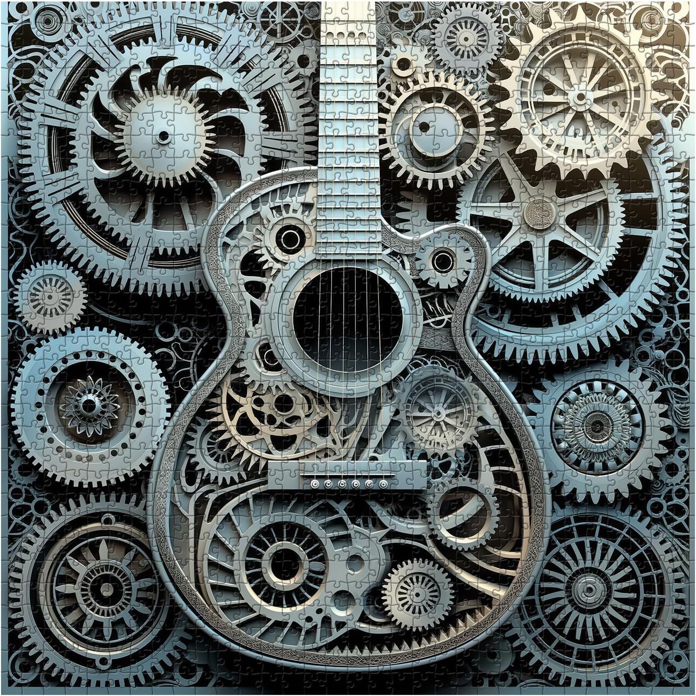 Vintage Guitar 1000 Pieces Puzzle for Adults, Cool Guitar Rock Jigsaw Puzzles, Challenging Paper Art Music Puzzle as Home Decor