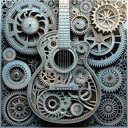 Miniatura 2 de Rompecabezas de guitarra vintage de 1000 piezas para adultos, rompecabezas de guitarra rock, rompecabezas de música y arte de papel desafiante como