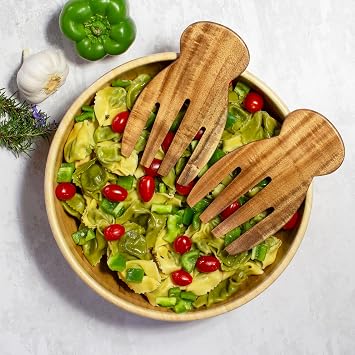 TB Home Salad Hands Acacia Wood Salad Serving Utensils for Tossing & Serving