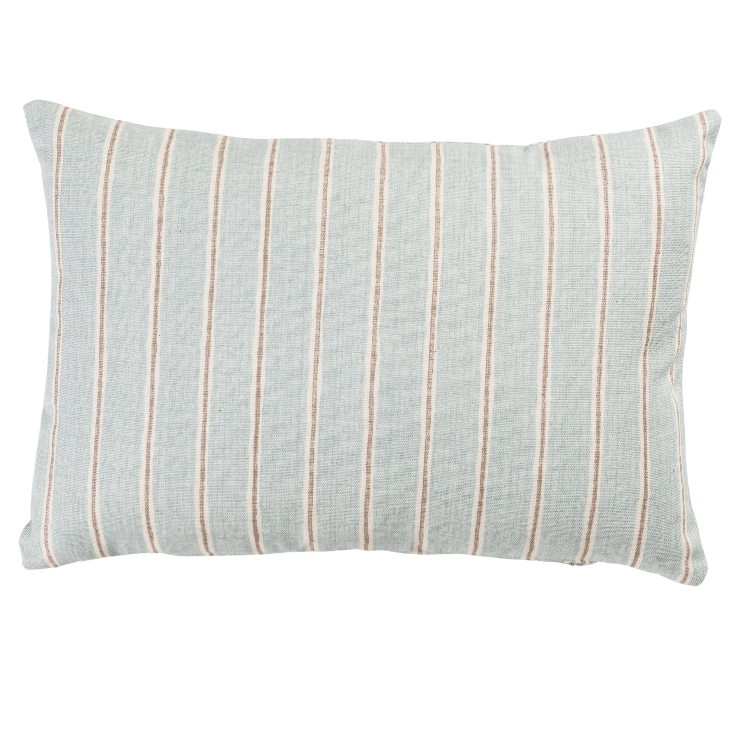 Linen Loft Duck Egg Blue Cambridge Stripe Boudoir Cushion Cover In Chalk Stripe, Summer Nautical Inspired Style, 100% Cotton. 17X12 Rectangular Cushion Cover Only