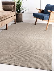 LaDole Rugs 8x10 ft Modern Premium Area Rug | Textured Large Carpet for Bedroom, Living Room, Kitchen, Home Office, Indoor Floor Décor | Beige Cream